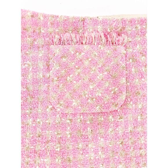 Worth Womens Pink & Tan Tweed Pencil Skirt Preppy Business Career 90s Clueless - Picture 2 of 9